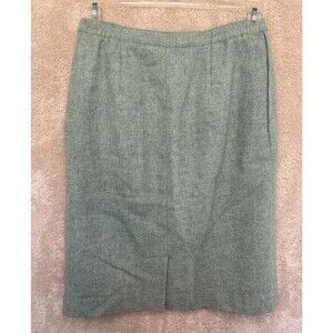 Vintage PERSONAL Wool Pencil Skirt Sz 14 Light Green Office Academia USA